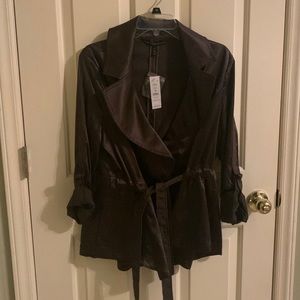 Lovely soft with satiny-feel, chocolate brown, White House Black Market jacket.